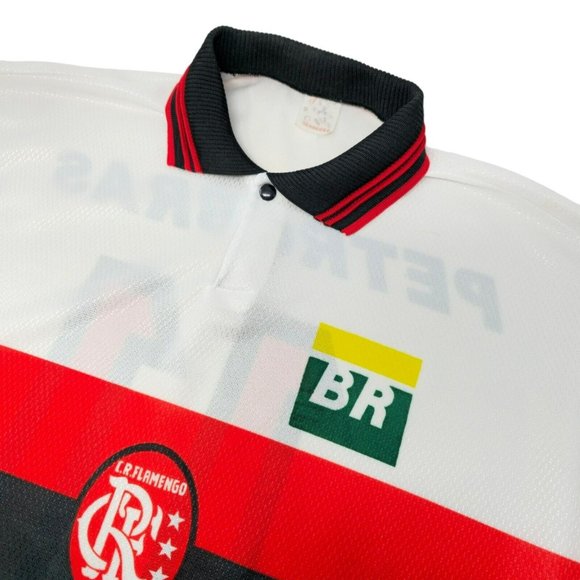 Vtg Mascote Flamengo Lubrax Football Brazil Soccer 90s White Jersey Petrobras 11 - Picture 1 of 10